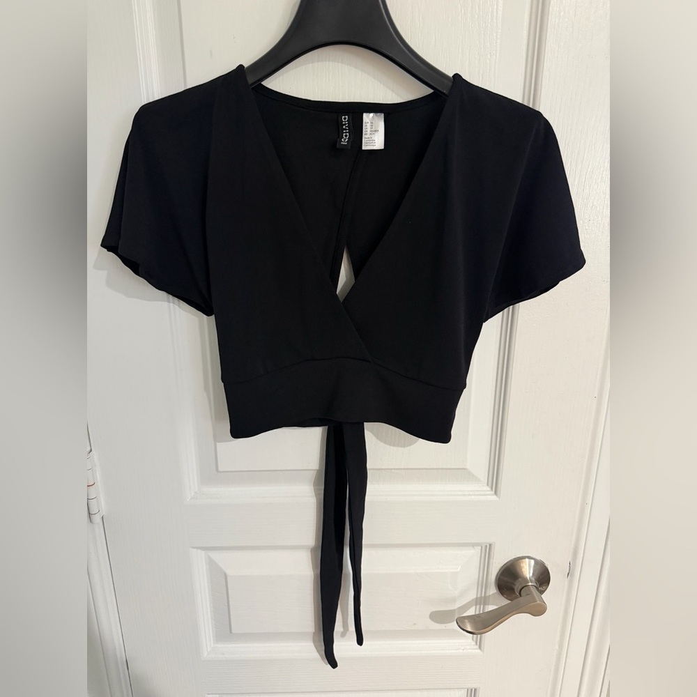 Black Wrap Top by Divided